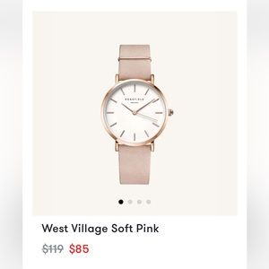 Rosefield Rose Gold Watch with pink suede and black leather bands NWT